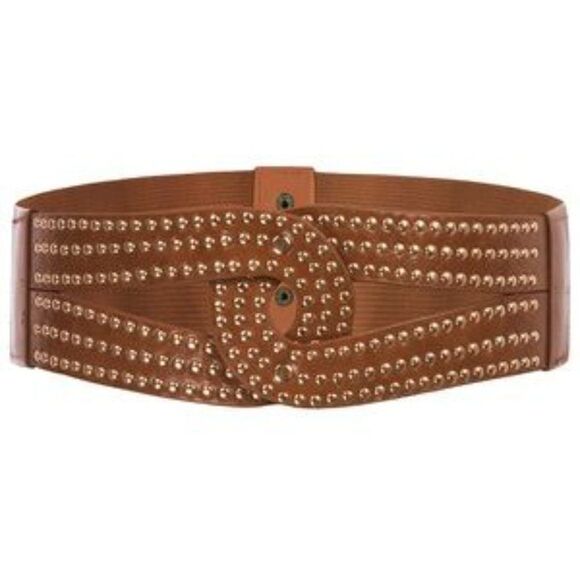 New Wide Waist Belt Elastic Cinch Stretch Rivet Belt - Picture 1 of 9